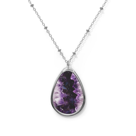 Amethyst Print Oval Necklace