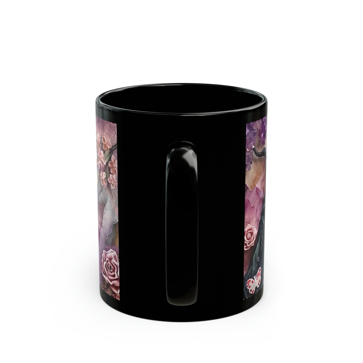 Blooms of Spirit Amethyst Rose Quartz Black Mug (11oz, 15oz)