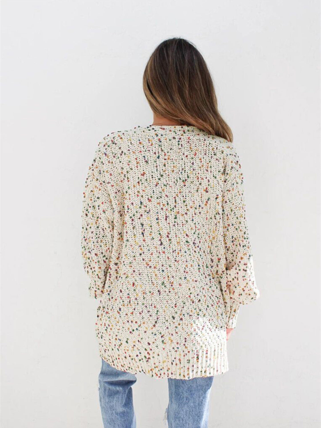 Multicolored Open Front Cardigan